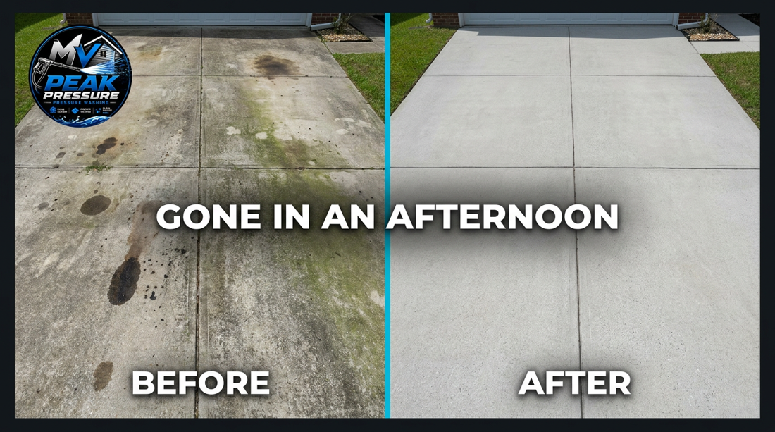 Before and after driveway cleaning result